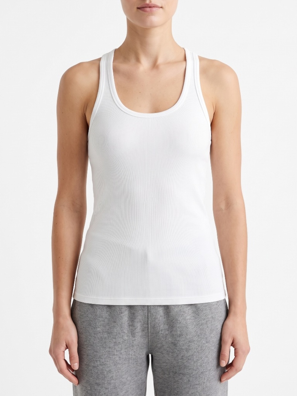 J.Crew Womens Ribbed Racerback Tank Top Built-In Shelf Bra White Size Small CK31
